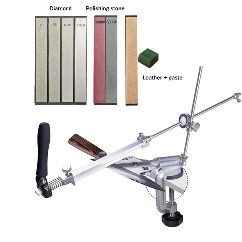 Ruixin Pro-Aluminum Alloy Knife Sharpener System, Fixed Angle Sharpener, Sharpening Stones, Kitchen Tools, Grinding, RX008,