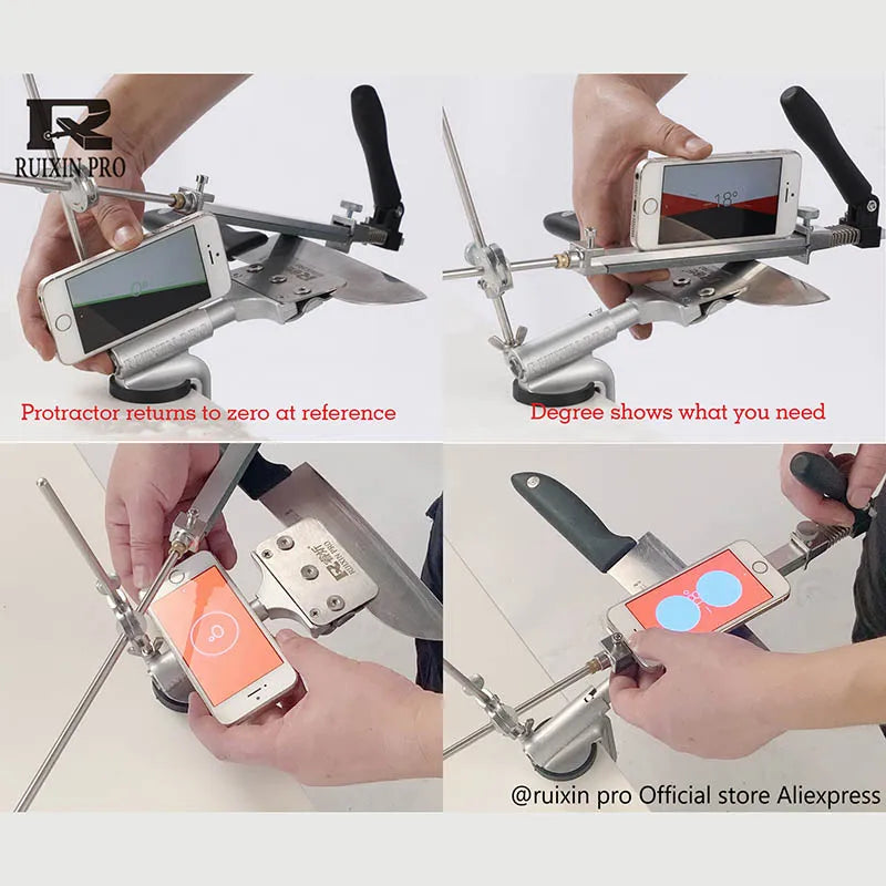 Ruixin Pro-Aluminum Alloy Knife Sharpener System, Fixed Angle Sharpener, Sharpening Stones, Kitchen Tools, Grinding, RX008,