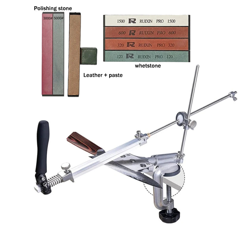 Ruixin Pro-Aluminum Alloy Knife Sharpener System, Fixed Angle Sharpener, Sharpening Stones, Kitchen Tools, Grinding, RX008,