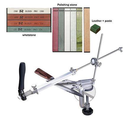 Ruixin Pro-Aluminum Alloy Knife Sharpener System, Fixed Angle Sharpener, Sharpening Stones, Kitchen Tools, Grinding, RX008,